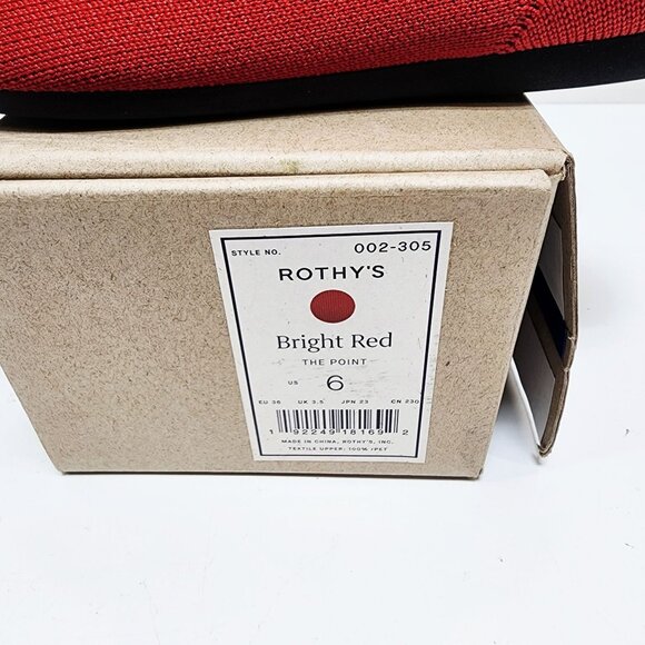 Rothys Bright Red Pointed Toe Womens Flats Size 5.5 - Picture 7 of 13